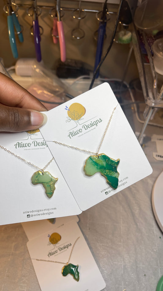 Jade Africa necklace with gold trim - Atiwo Designs