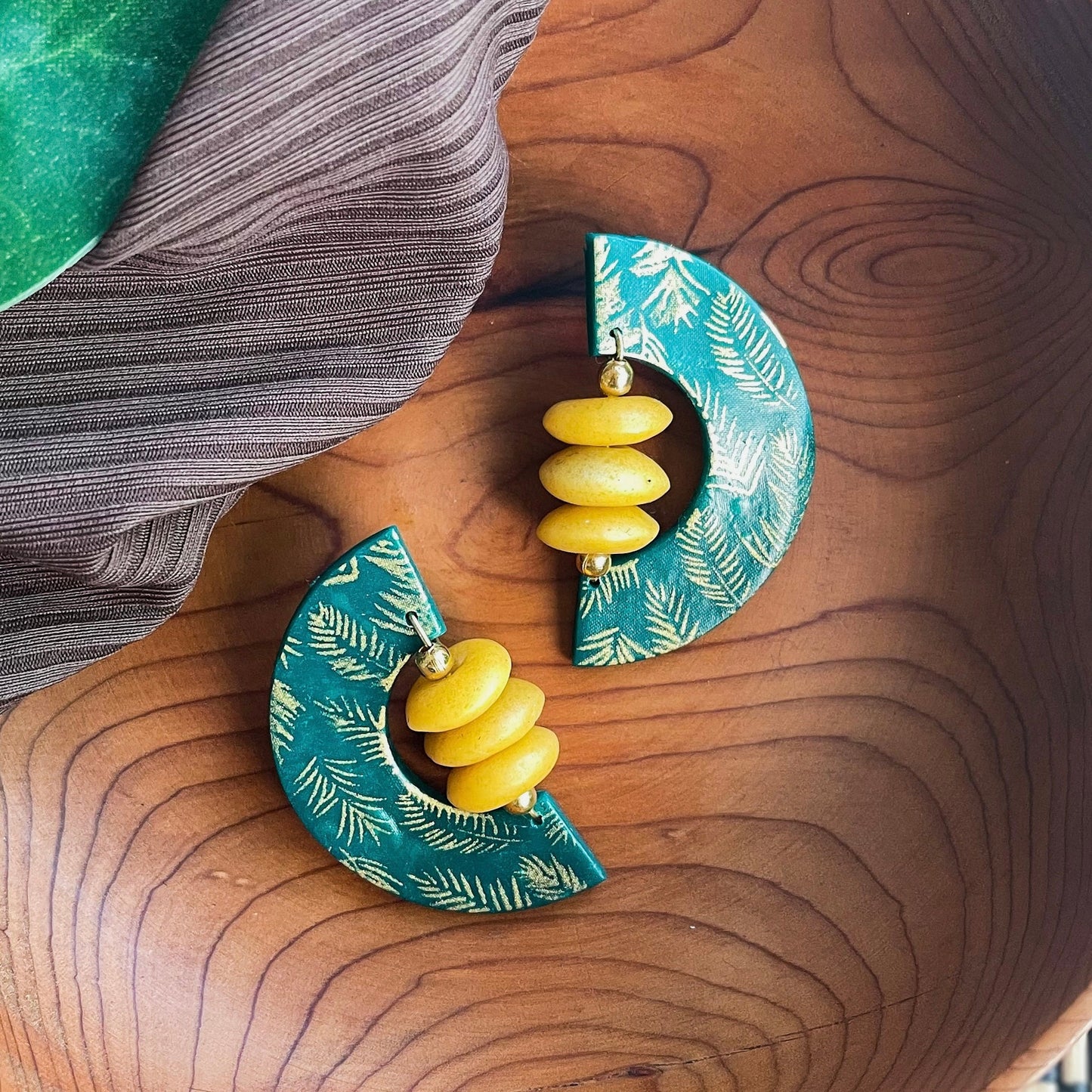 Green African-Inspired earrings with recycled glass beads Atiwo Designs