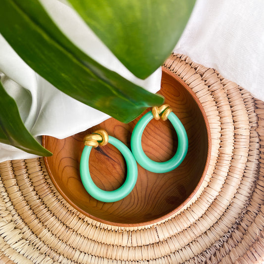 Jade-inspired earrings with gold details Atiwo Designs