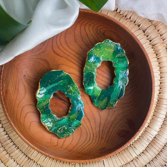 Jadeite earrings with gold trim Atiwo Designs