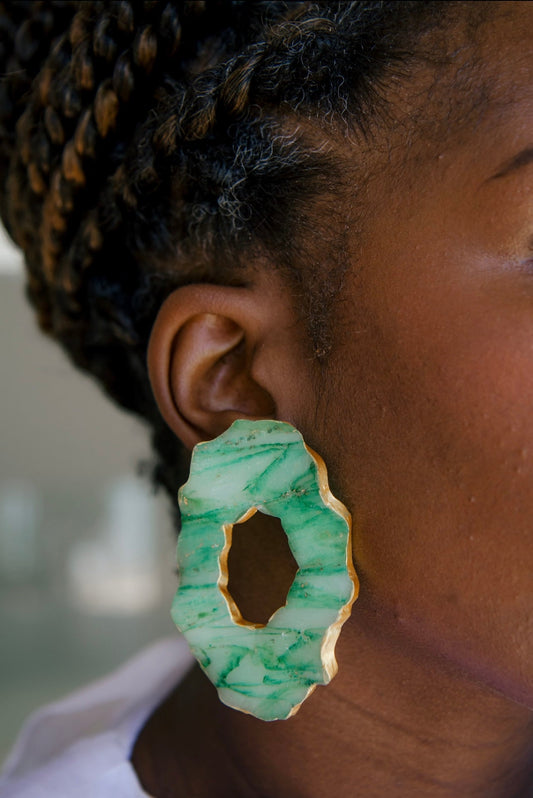 Jadeite earrings with gold trim Atiwo Designs