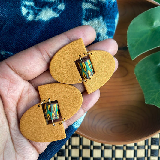 Yellow African-Inspired earrings with recycled glass beads Atiwo Designs