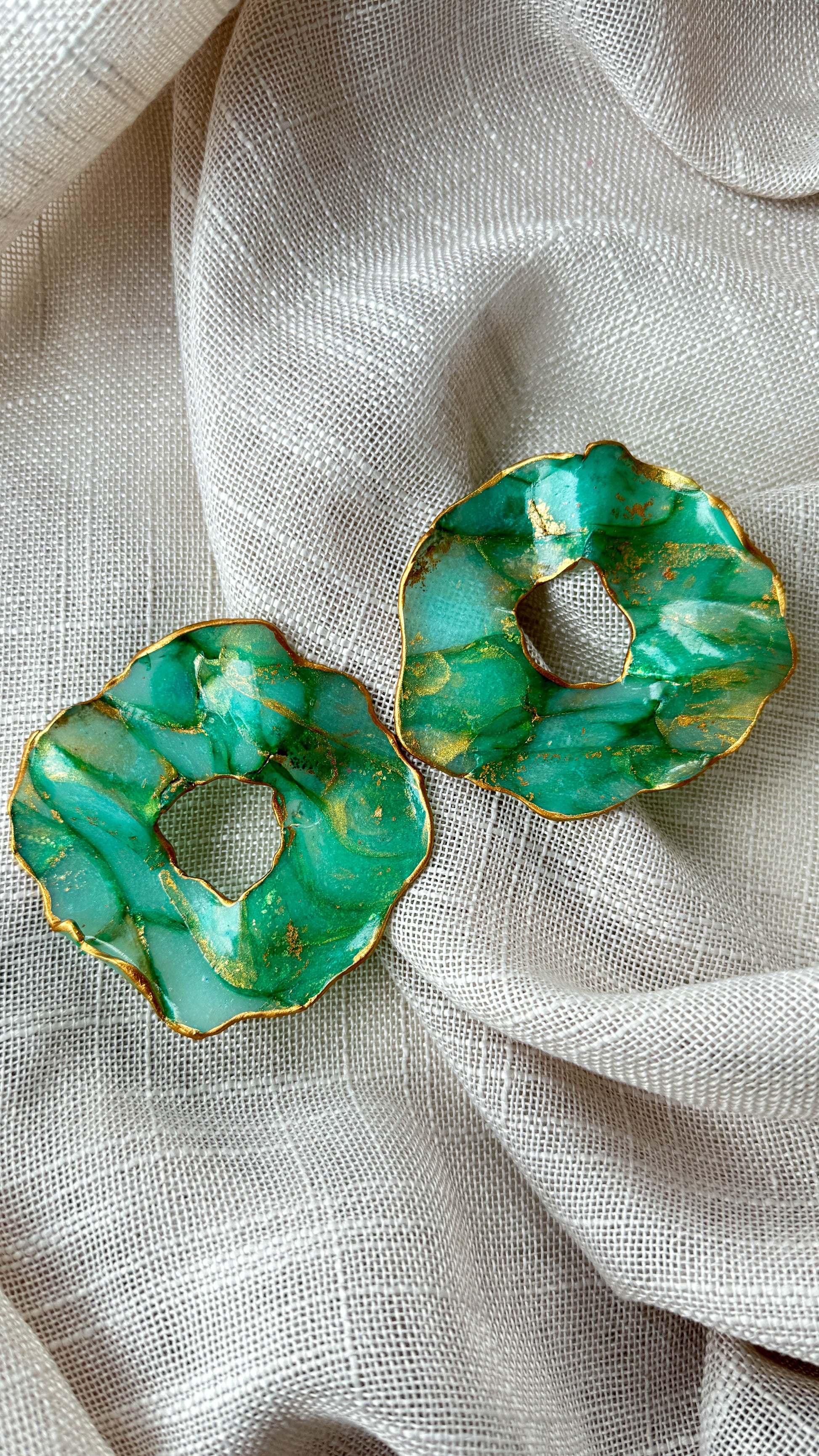 Green fall inspired handmade earrings