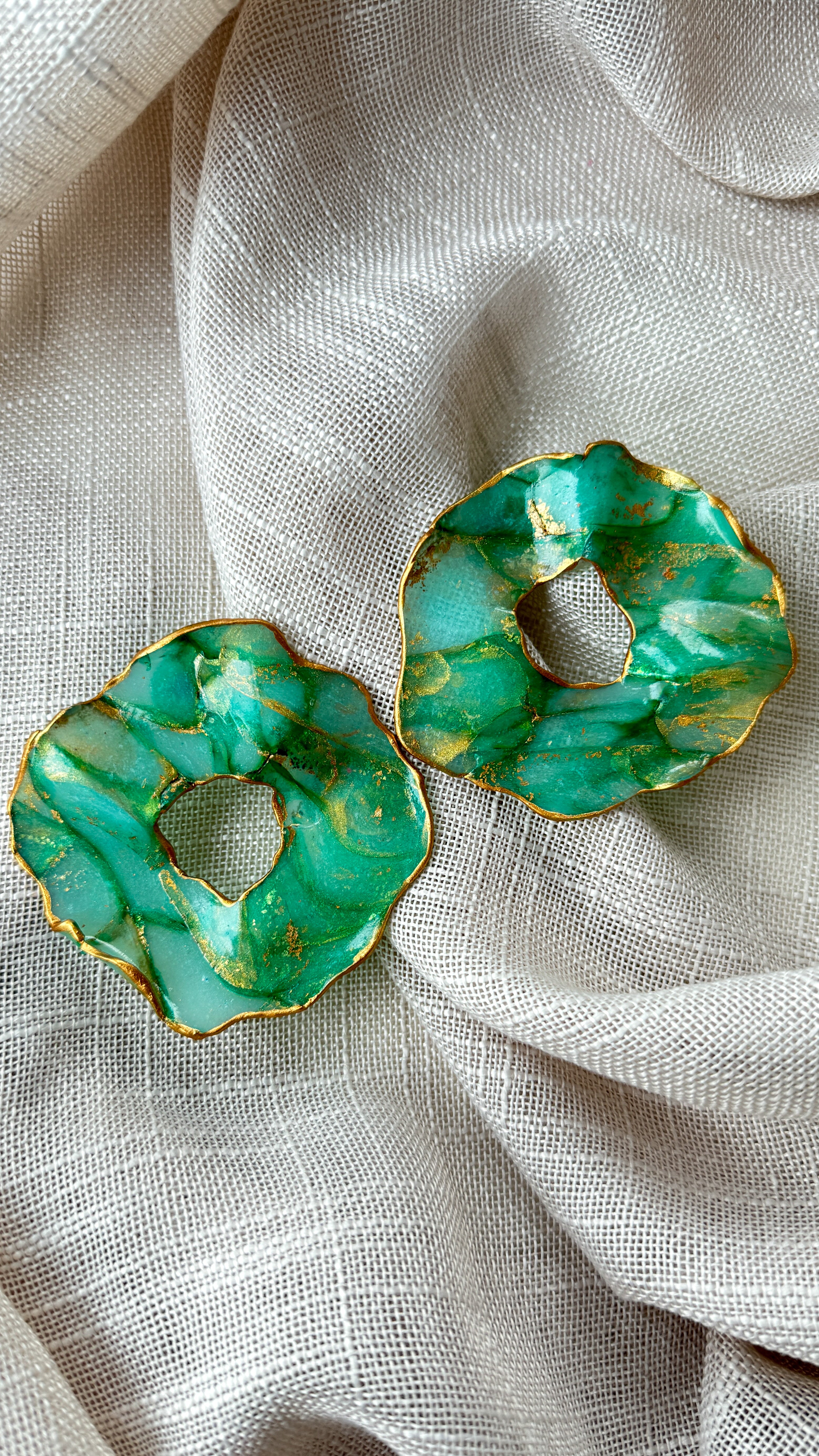 Green fall inspired handmade earrings