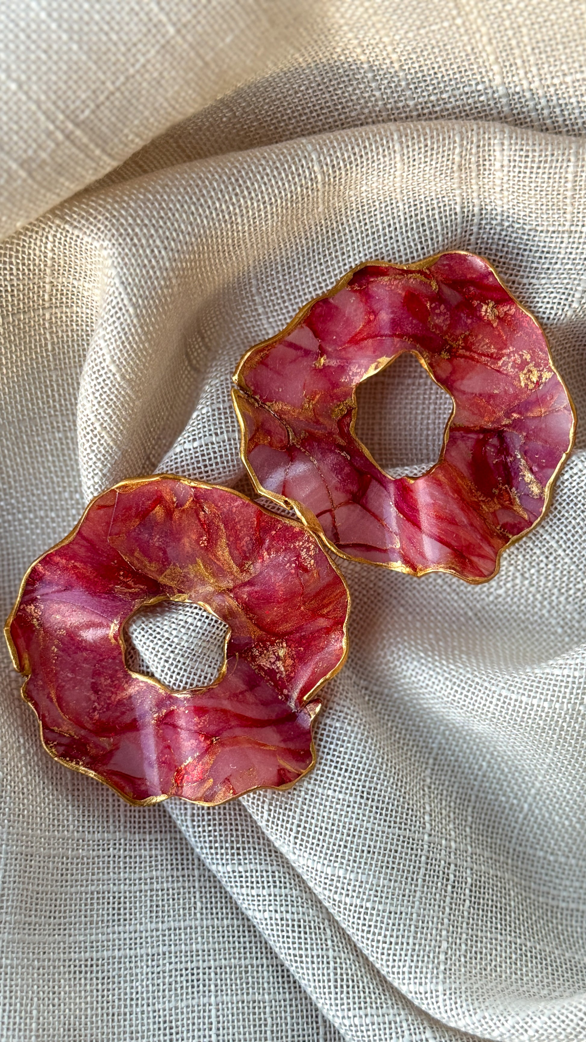 Red fall inspired handmade earrings