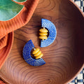 Blue African-Inspired earrings with recycled glass beads Atiwo Designs