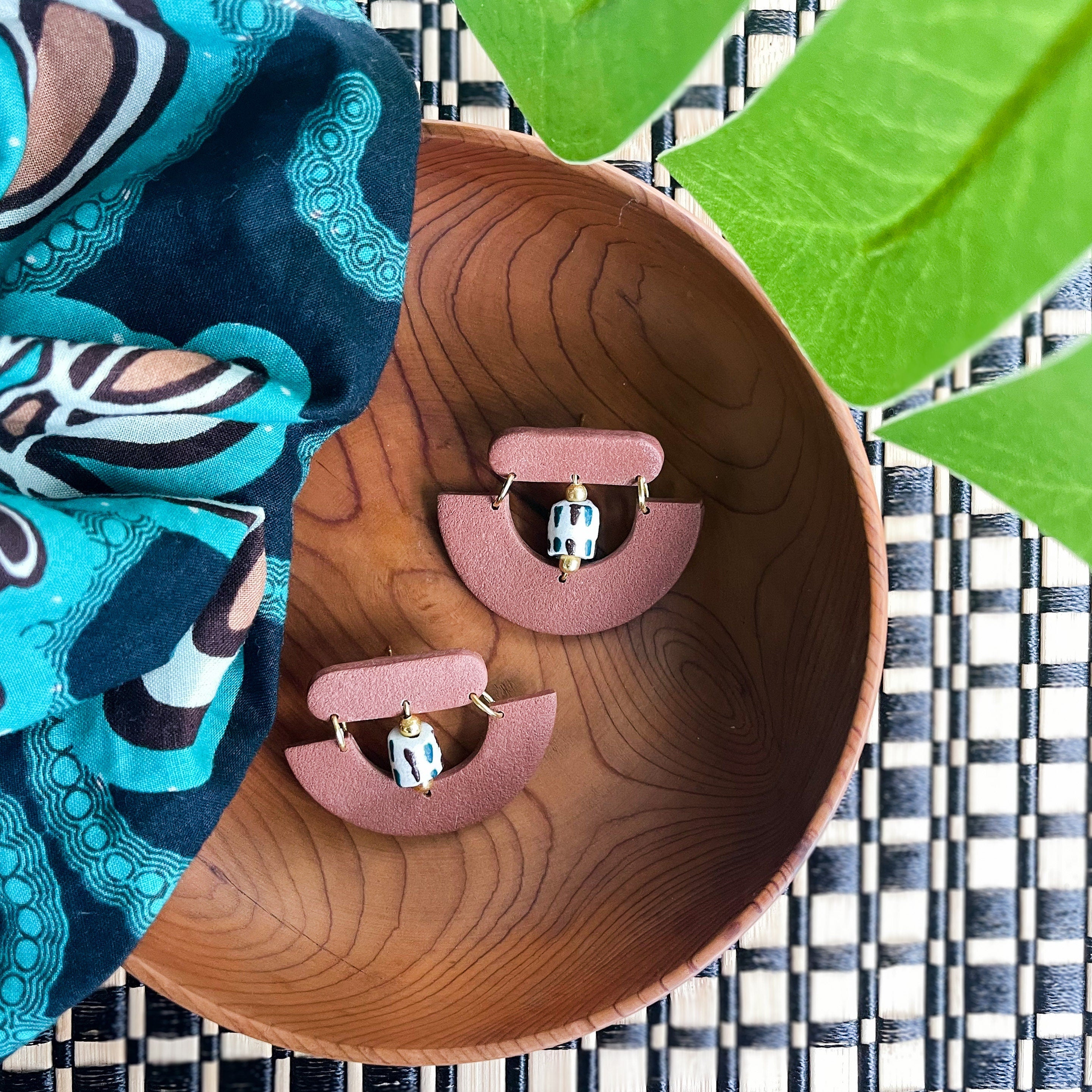 Brown African-Inspired earrings with recycled glass beads Atiwo Designs