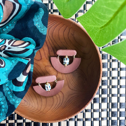 Brown African-Inspired earrings with recycled glass beads Atiwo Designs