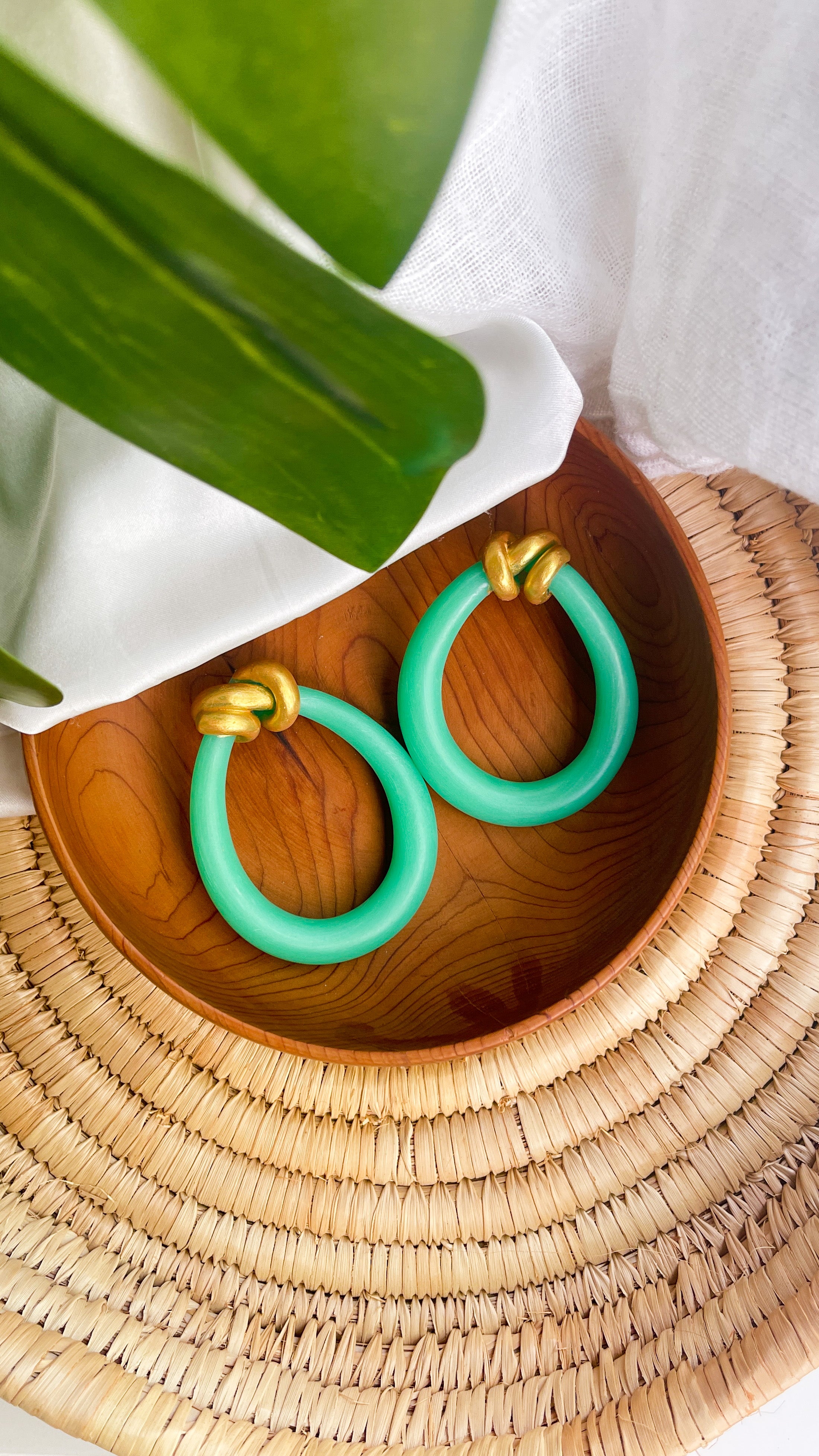 Jade-inspired earrings with gold details Atiwo Designs