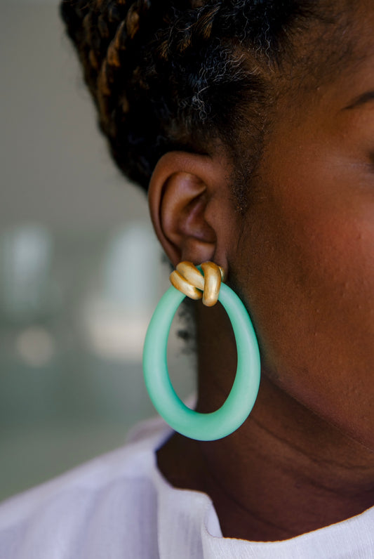 Jade-inspired earrings with gold details Atiwo Designs