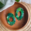 Jadeite earrings with gold trim Atiwo Designs