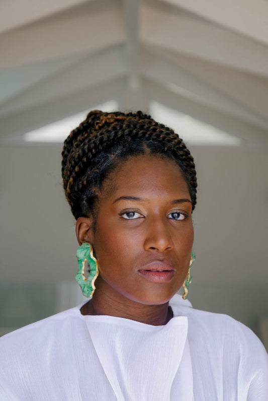 Jadeite earrings with gold trim Atiwo Designs